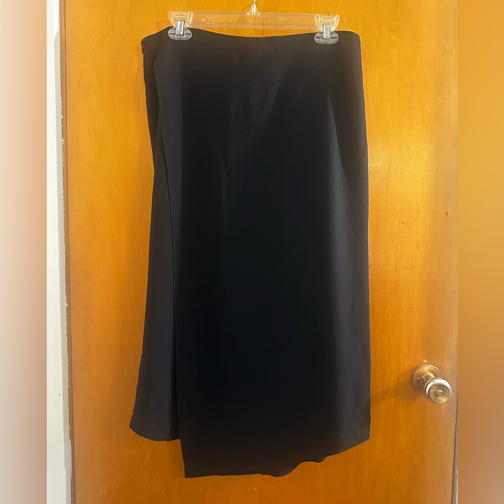 Vince Black Midi Wrap Effect Skirt 12 NWT